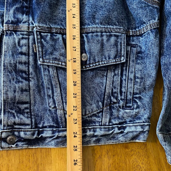 Vintage Levi's Mens Acid Wash Denim Jacket Large Corduroy Collar Bomber 80's USA - Picture 13 of 13